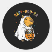 Capy-boo-ra Cappy Halloween Funny Capybara Costume Ronde Sticker (Voorkant)