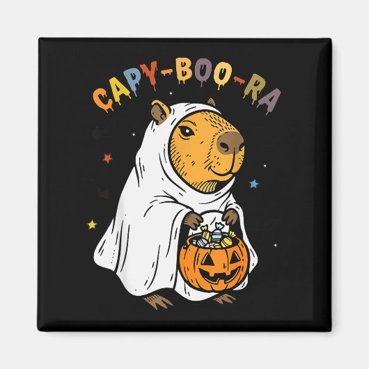 Capy-boo-ra Cappy Halloween Grappig Capybara Kostu Magneet (Voorkant)