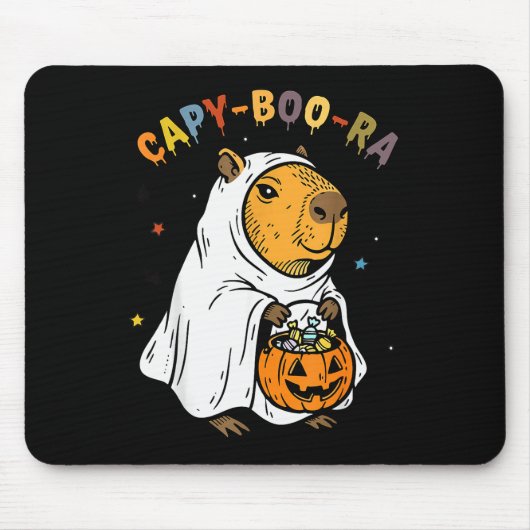 Capy-boo-ra Cappy Halloween Grappig Capybara Kostu Muismat (Voorkant)
