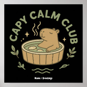 Capy Calm Club Schattige Capibara Retro Esthetiek Poster