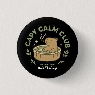 Capy Calm Club Schattige Capibara Retro Esthetiek Ronde Button 3,2 Cm