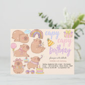 Capy capy birthday invitation kaart (Staand voorkant)