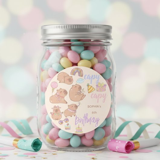 Capy capy birthday ronde sticker
