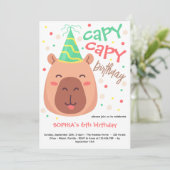 Capy capy capybara birthday invitation kaart (Staand voorkant)