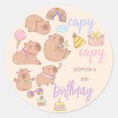Capy capy verjaardag ronde sticker (Voorkant)