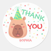 Capy capybara birthday thank you ronde sticker (Voorkant)