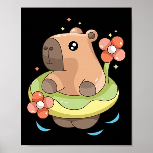 Capy Capybara Floatie Funny Xmas in juli Meisjes K Poster (Voorkant)