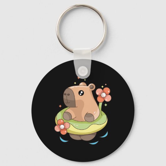 Capy Capybara Floatie Funny Xmas in juli Meisjes K Sleutelhanger (Voorkant)