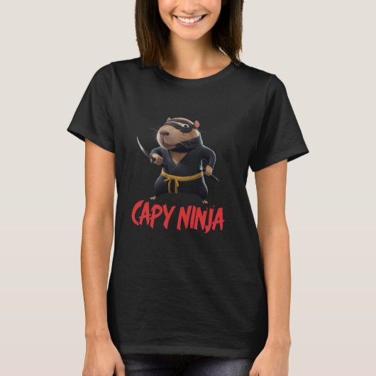 Capy Capybara Ninja Funny Ninja Meme Dierenvriende T-shirt (Voorkant)