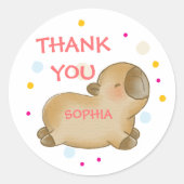 Capy capybara verjaardag dank je ronde sticker (Voorkant)