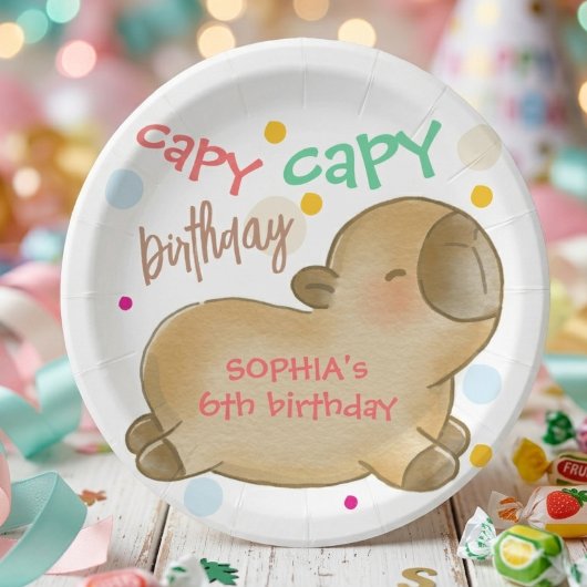 Capy capybara verjaardag papieren bordje