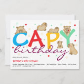 Capy capybara verjaardagsuitnodiging kaart (Voorkant)