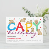 Capy capybara verjaardagsuitnodiging kaart (Staand voorkant)