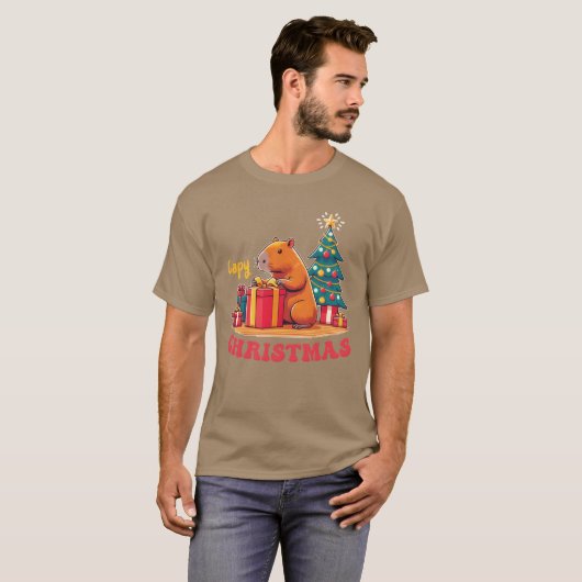 Capy Christmas Animals Cute Capybara Christmas gif T-shirt (Voorkant volledig)