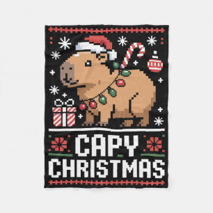 Capy Christmas Funny Capyra Vakantie Dierenvriende Fleece Deken