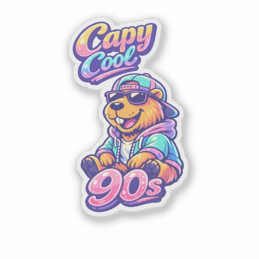 Capy Cool 90s Retro Capybara Sticker (Voorkant)