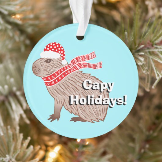 Capy Feestdagen Funny Capybara Christmas Ornament (Boom)