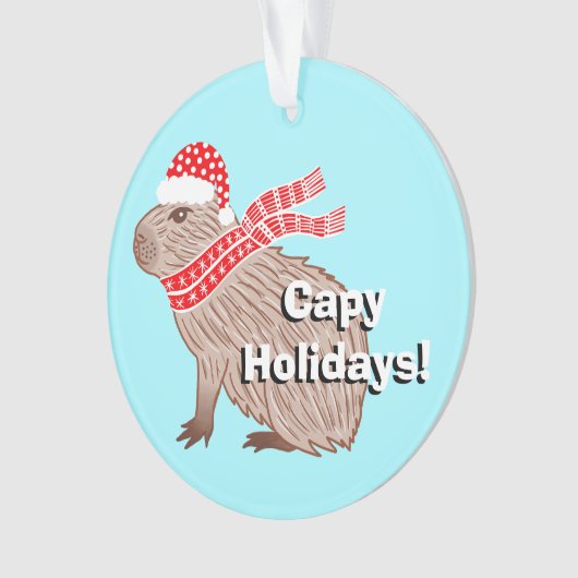 Capy Feestdagen Funny Capybara Christmas Ornament (voorkant)