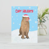 Capy Feestdagen Grappig Schattig Capybara Pun Flat Feestdagenkaart (Staand voorkant)