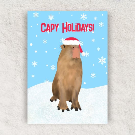Capy Feestdagen Grappig Schattig Capybara Pun Flat Feestdagenkaart