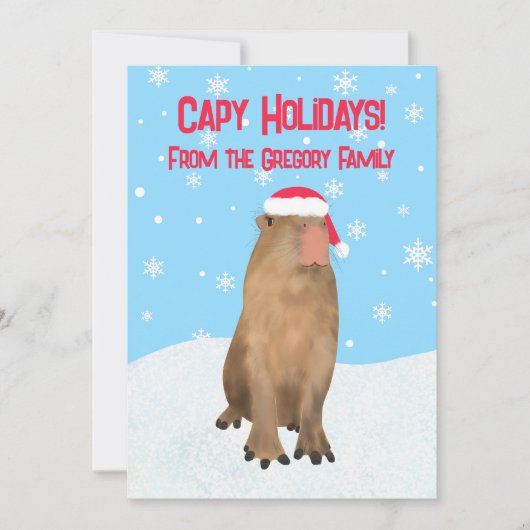Capy Feestdagen Grappig Schattige Capybara Pun Pri Feestdagenkaart (Voorkant)