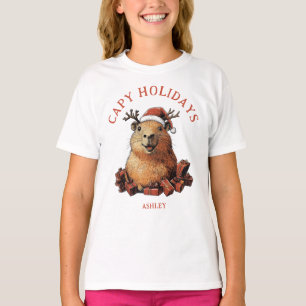 Capy Feestdagen Schattige Fun Capybara Vrolijk Ker T-shirt