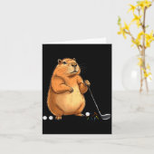Capy Golf Player Cute Cappy Srts Cartoon Design  Kaart (Gele Bloem)