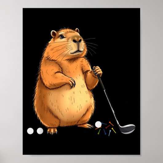 Capy Golf Player Cute Cappy Srts Cartoon Design Poster (Voorkant)