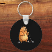 Capy Golf Player Cute Cappy Srts Cartoon Design Sleutelhanger (Voorkant)