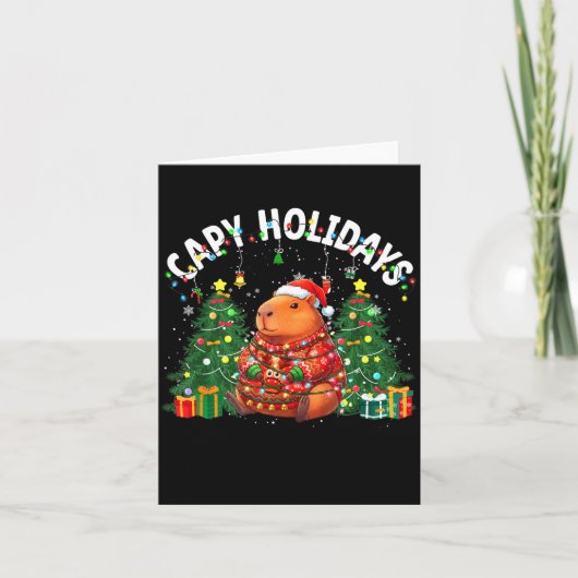 Capy Holidays Capybara Santa Hat Xmas Men Women Ki Kaart (Voorkant)
