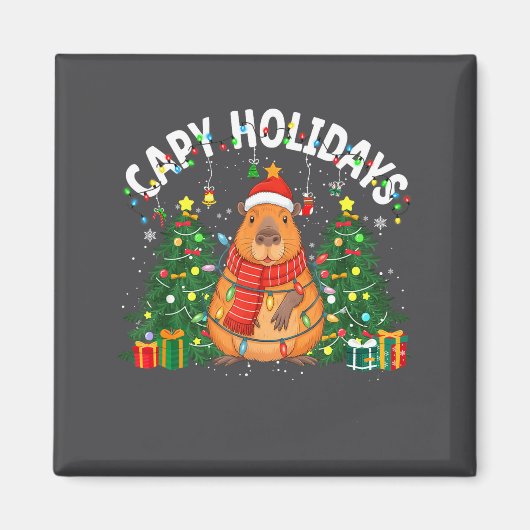 Capy Holidays Capybara Santa Hat Xmas Men Women Ki Magneet (Voorkant)