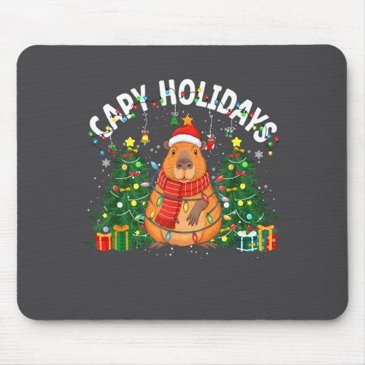 Capy Holidays Capybara Santa Hat Xmas Men Women Ki Muismat (Voorkant)