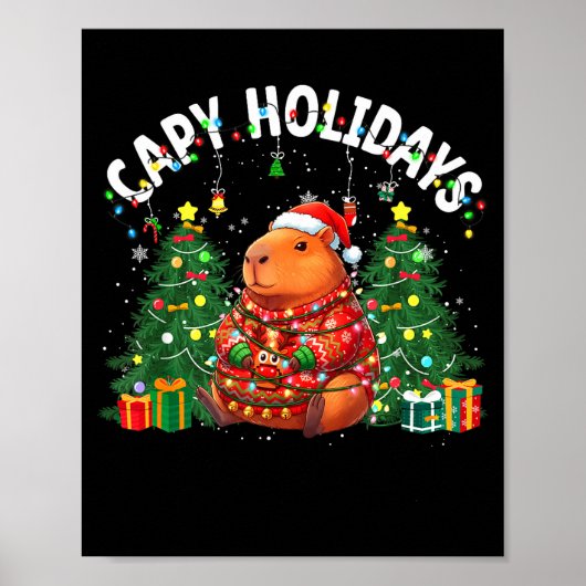 Capy Holidays Capybara Santa Hat Xmas Men Women Ki Poster (Voorkant)