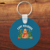 Capy Holidays Capybara Santa Hat Xmas Men Women Ki Sleutelhanger (Voorkant)