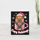 Capy Holidays Cute Capybara Christmas Santa Hat  Kaart (Voorkant)