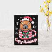 Capy Holidays Cute Capybara Christmas Santa Hat  Kaart (Gele Bloem)