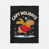 Capy Holidays Ice Skating Capybara Funny Xmas Chri Fleece Deken (Voorkant)