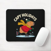Capy Holidays Ice Skating Capybara Funny Xmas Chri Muismat (Met muis)