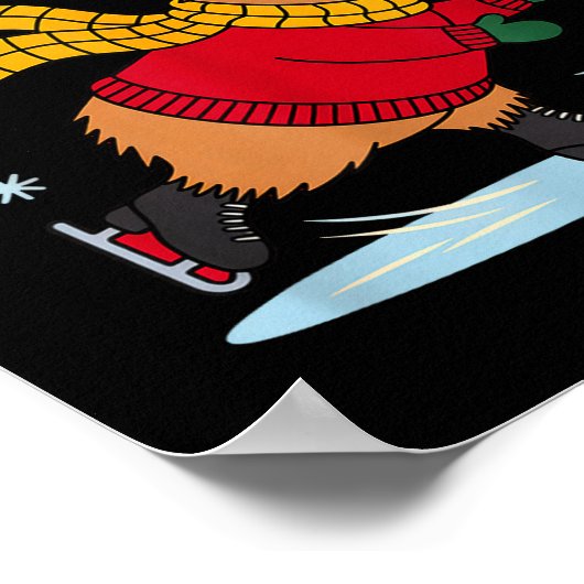 Capy Holidays Ice Skating Capybara Funny Xmas Chri Poster (Hoek)