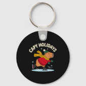 Capy Holidays Ice Skating Capybara Funny Xmas Chri Sleutelhanger (Voorkant)