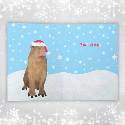Capy Kerstmis Grappig Leuke Capybara Pun Sneeuw Feestdagen Kaart