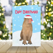 Capy Kerstmis Grappig Leuke Capybara Pun Sneeuw Feestdagen Kaart