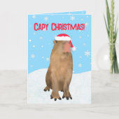 Capy Kerstmis Grappig Leuke Capybara Pun Sneeuw Feestdagen Kaart (Voorkant)
