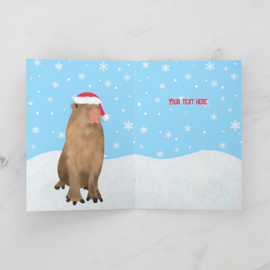 Capy Kerstmis Grappig Leuke Capybara Pun Sneeuw Feestdagen Kaart (Binnen)