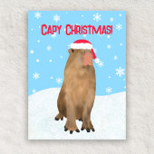 Capy Kerstmis Grappig Leuke Capybara Pun Sneeuw Feestdagenkaart