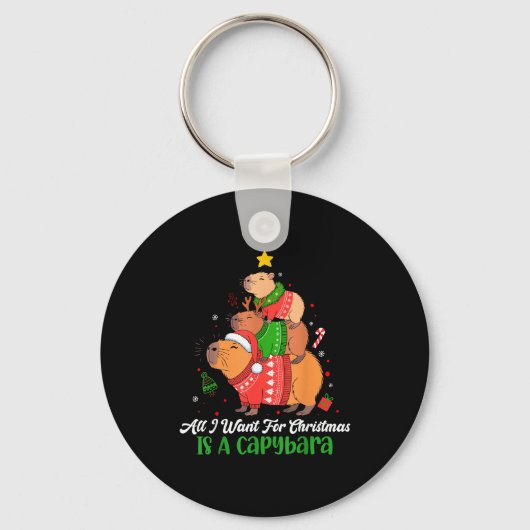 Capy Kerstmis Schattige Capybara Kerstboom Pjs Die Sleutelhanger (Voorkant)