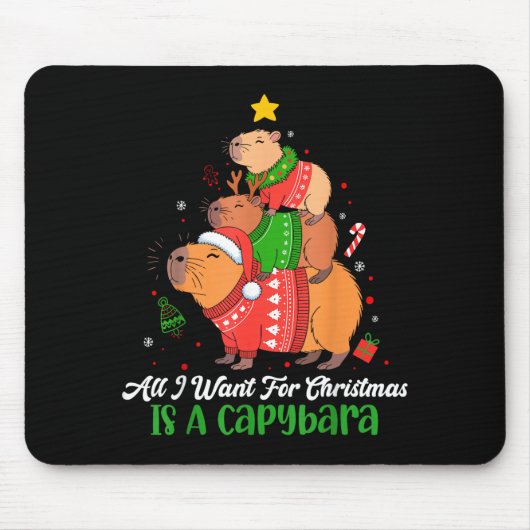 Capy Kerstmis Schattige Capybara Kerstboom Pyjama Muismat (Voorkant)