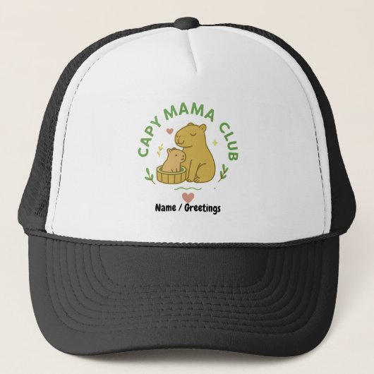 Capy Mama Club Cute Capybara Mom and Baby Retro  Trucker Pet (Voorkant)