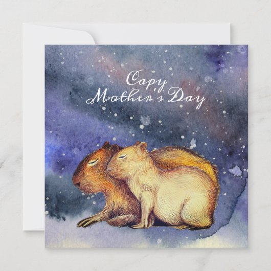 Capy Moederdag Capybara Baby en mam Cute Kaart (Voorkant)