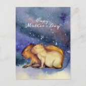Capy Moederdag Cute Capybara Baby & mam Custom Briefkaart (Voorkant)